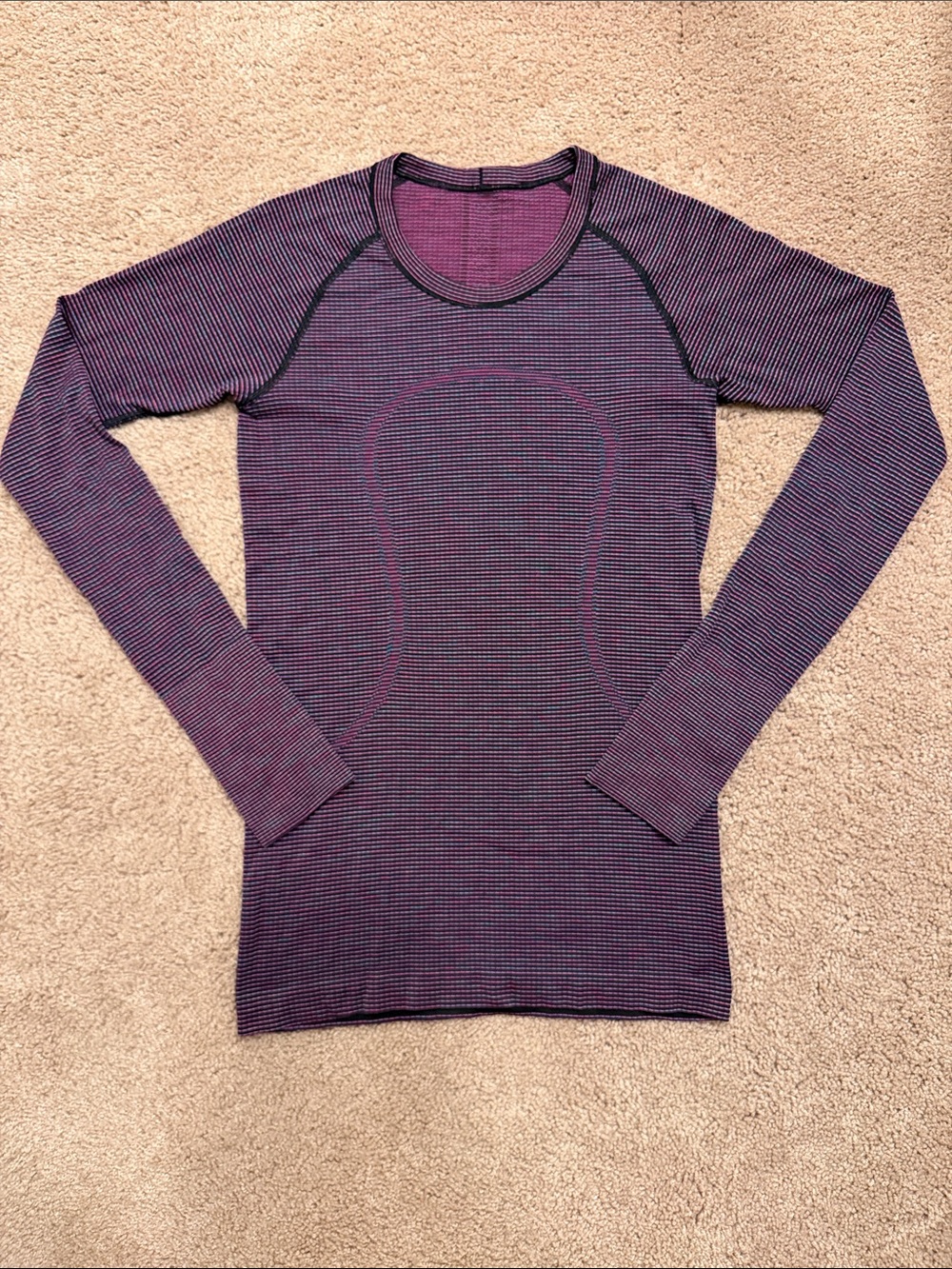 lululemon athletica Long-Sleeve Seamless Top in Purple and Black Stripe
